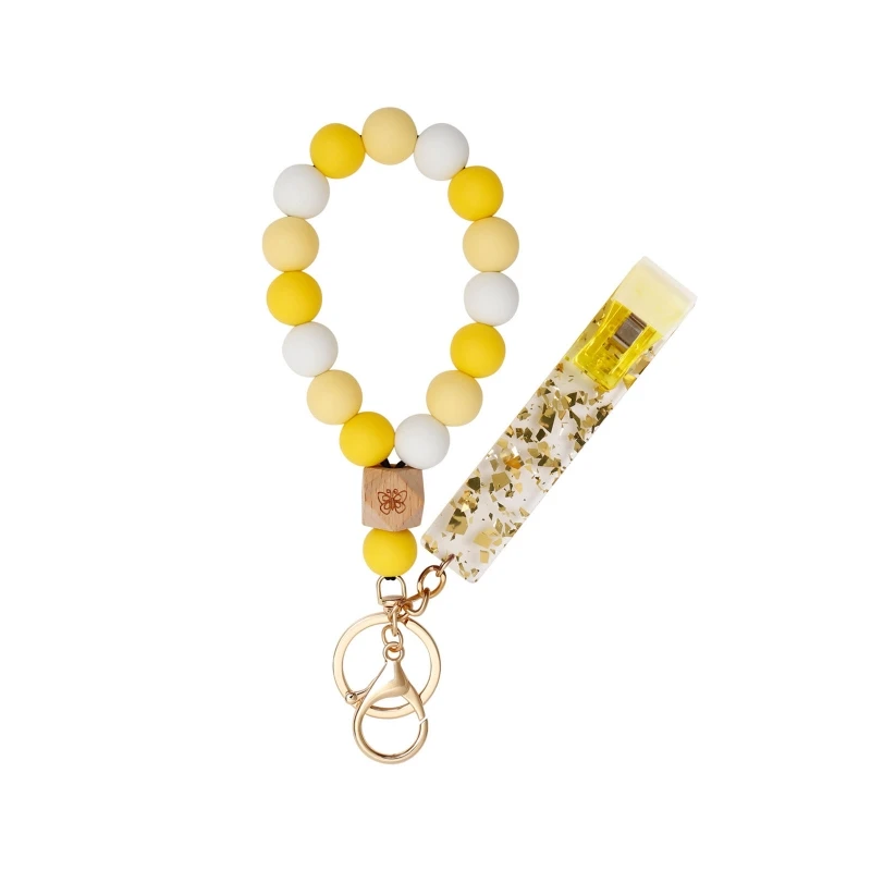 

Y1UE Acrylic Card Grabber Key Chain Credit Card Puller with Bead Bracelets Key Chain Ring for Car Key Backpack Ornaments