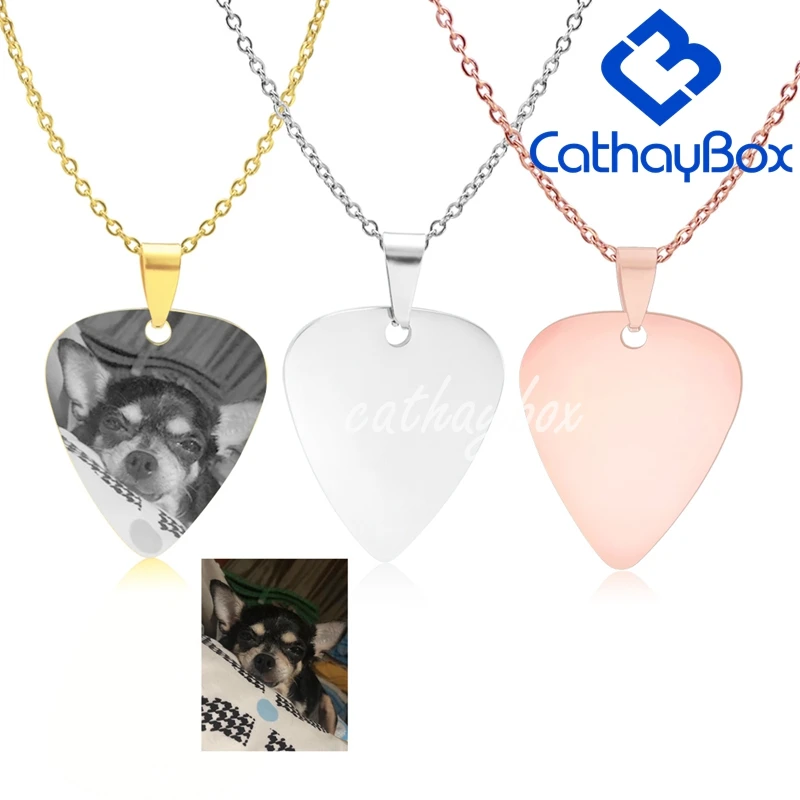 Персонализированные из нержавеющей стали гитары выбрать пустой Dog Tag выгравировать фото имя Шарм брелок кулон W/SS цепи 50 см
