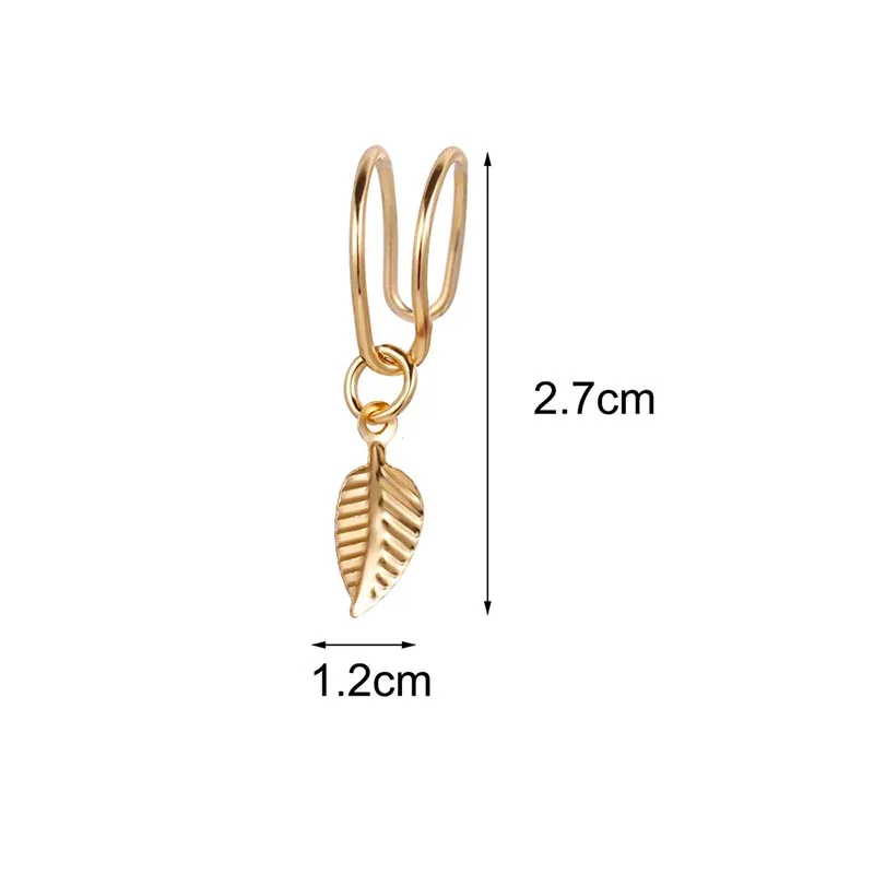 

2020 Fashion Ear Cuff Clip Gold Leaves Non-Piercing Ear Clips Fake Cartilage Earring Jewelry For Women Men Climbers Party