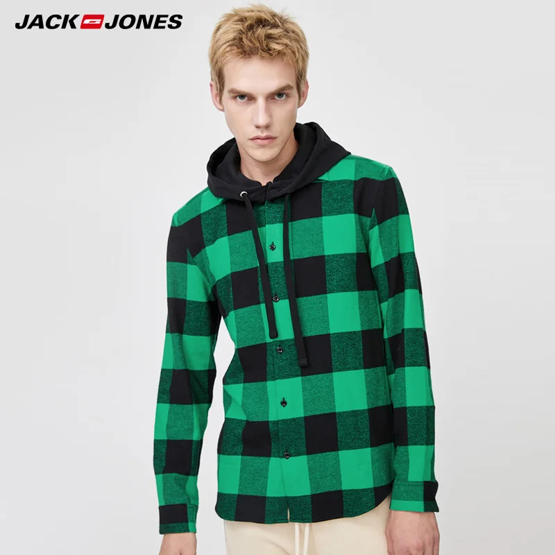 

JackJones Mens Autumn Winter Simple Plaid Cotton Lapel Shirt|219405505