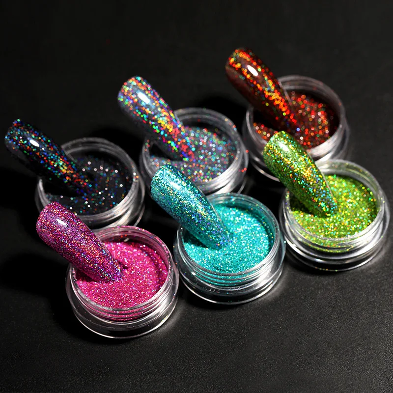 

1 Box Hot Sale Holographics Nail Powders Laser Shiny Nail Glitters Dust Decorations For Nail Art Chrome Pigment DIY Accessories