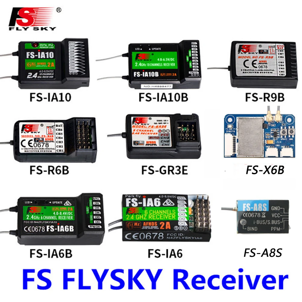 

FlySky FS-R6B FS-GR3E FS-IA10B IA6B X6B FS-A8S receiver receptor para i6 i10 CT6B T6 TH9x transmisor de Control remoto partes