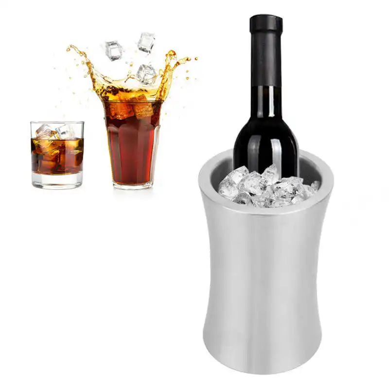 

Барное ведро для льда с двойными стенками, изолированный контейнер из нержавеющей стали для красного вина, шампанского, вина, напитков, пива