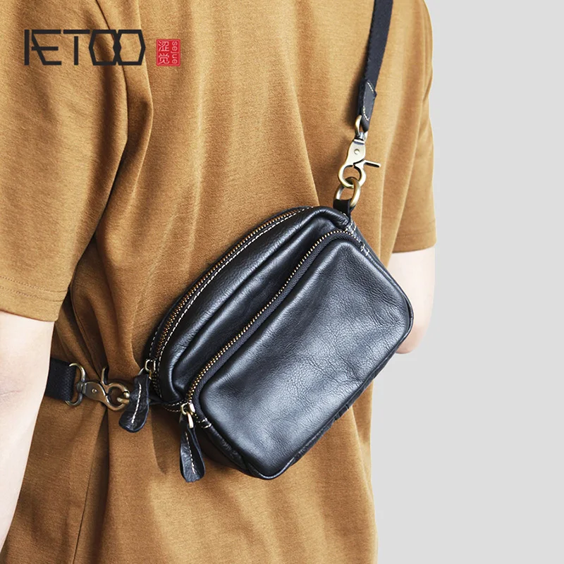 AETOO мужская кожаная сумка мессенджер Ретро через плечо трендовая мини