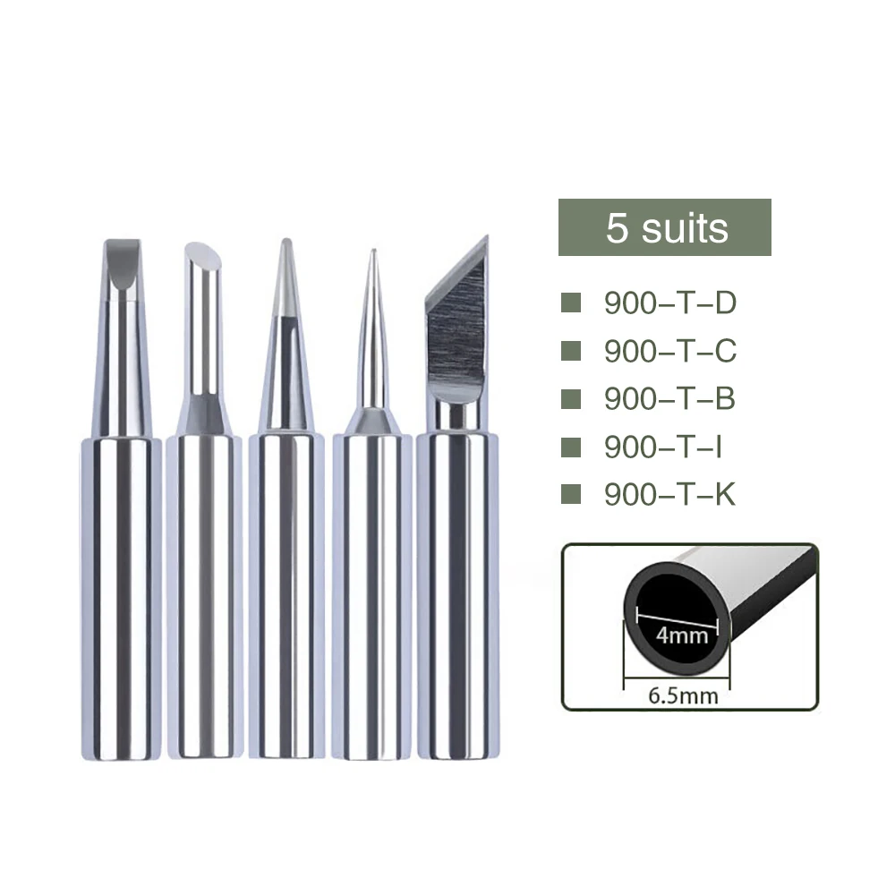 5pcs Lead Free Solder Iron Tips Replacement 900M T I Head For Soldering Repair Station Tips|Электрические паяльники| |