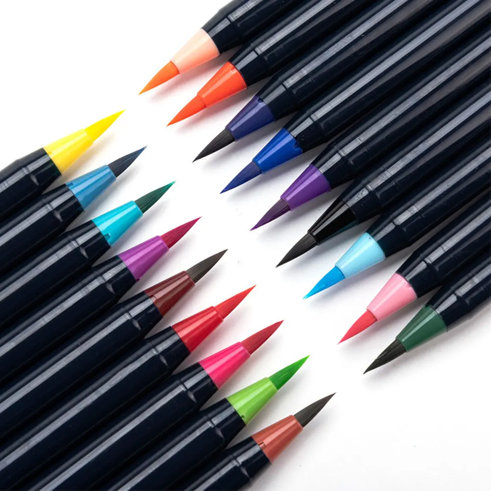 

Watercolour Brush Pens 20 Colours with Soft Flexible Nylon Tip Art for Calligraphy Drawing Coloring Painting for Beginner Artist