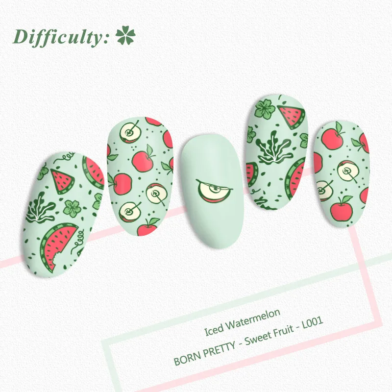 Серия BORN PRETTY Fruit штампованные пластины Прямоугольная форма лимон арбуз