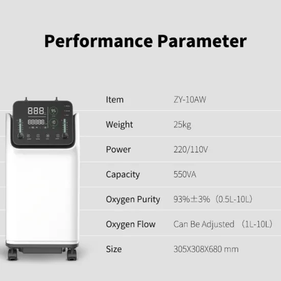 

10L Oxygen Concentrator with 95% Purity 220V/110V 50Hz/60Hz