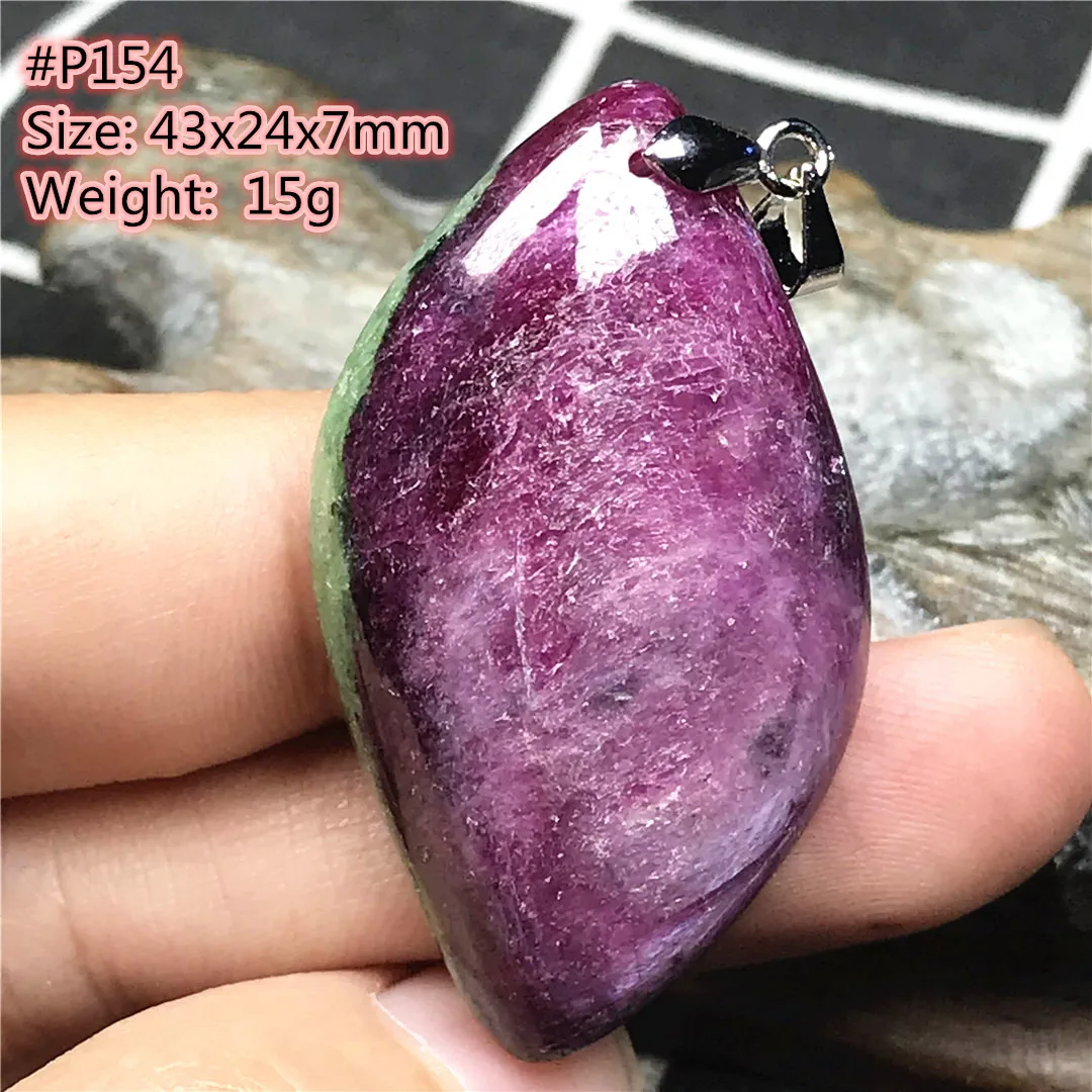 

Top Natural Ruby Zoisite Tumbled Pendant Jewelry For Women Men Healing Luck 43x24x7mm Beads Crystal Stone Silver Gemstone AAAAA