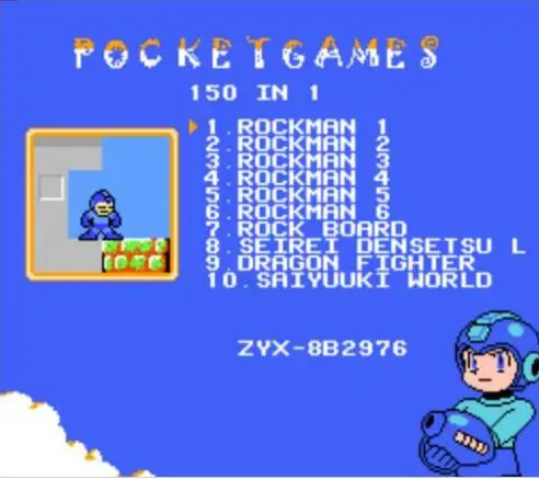 Картридж игровой 8-битный 60pin 150 в 1 без повтора Rockman 2 3 4 5 6 | Электроника