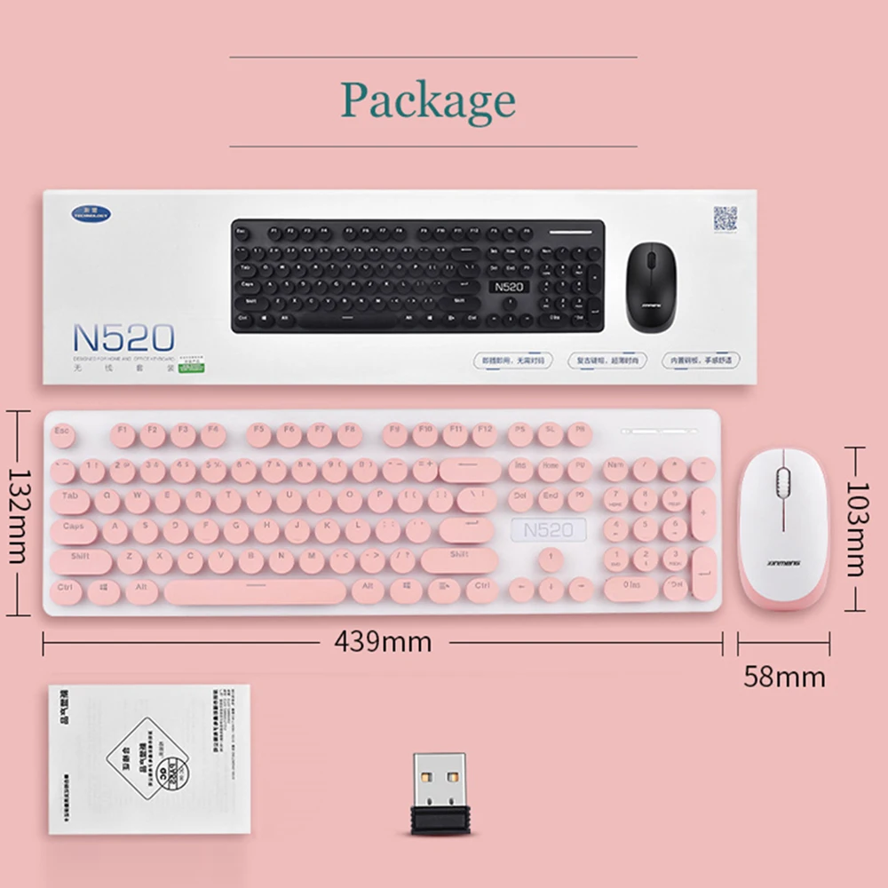 2 4G USB Беспроводная клавиатура мышь комбо эргономичная игровая оптическая для