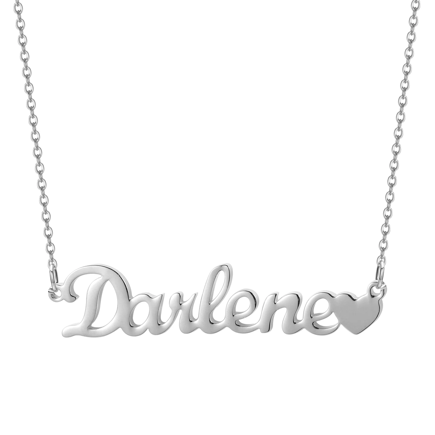 925 Sterling Silver Custom Name 2022 Fashion Heart Dainty Necklace Retro Simple Geometric Pendant Mother's Day Necklaces Gift