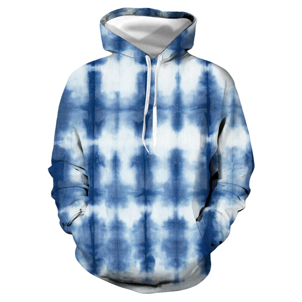 

New 3D Tie-Dye Digital Printing Long-Sleeved Hooded Couple's Sweater Casual Loose Wo Baseball Uniform
