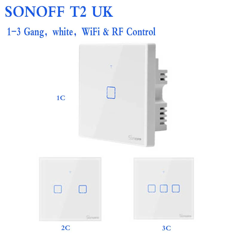Интеллектуальный выключатель света Sonoff T2 UK Wifi сенсорный Умный дом и RM433 с Alexa Google