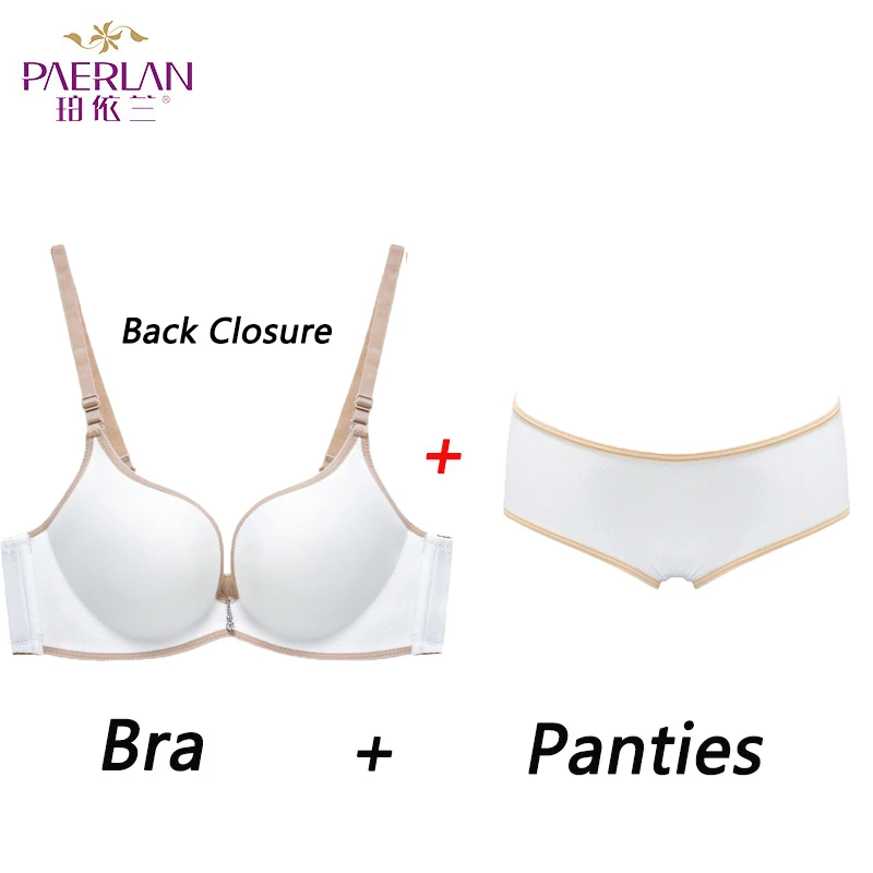 

Front Closure Wire Free Delicate Underwear Gathered Adjusted-Straps Standing Cotton Push Up Bra Seamless Small Breasts White Bra