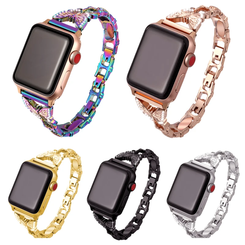 Ремешок металлический для Apple watch band 40/38/42/44 мм женский браслет из нержавеющей