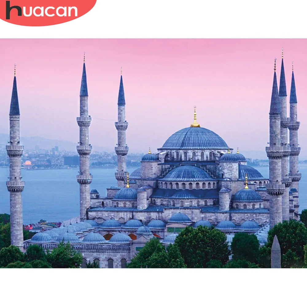 Алмазная 5D картина HUACAN сделай сам с изображением мечети религиозной мозаикой