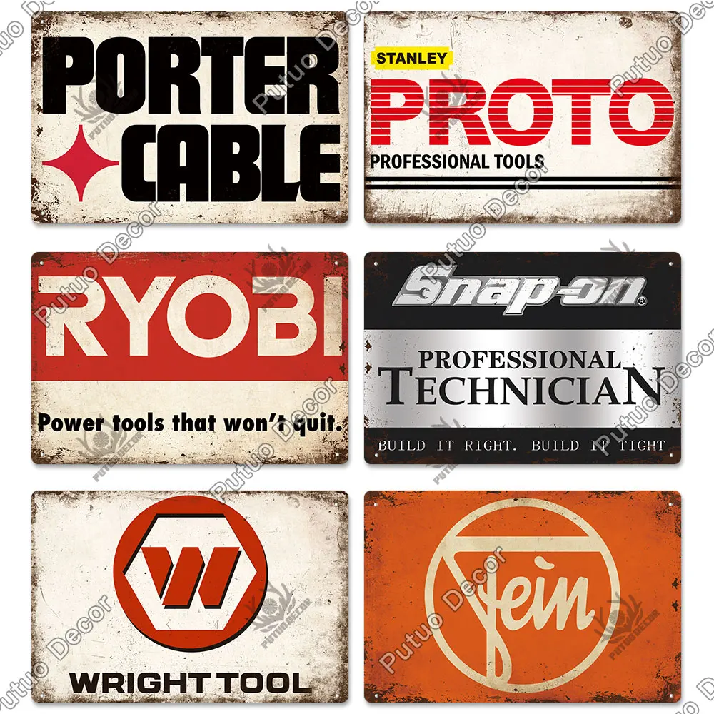 

Putuo Decor Tool Metal Sign Vintage Tin Sign Wrench Toolbox Craftsman Sign Wall Decor for Metal Plate Garage Man Cave Decoration