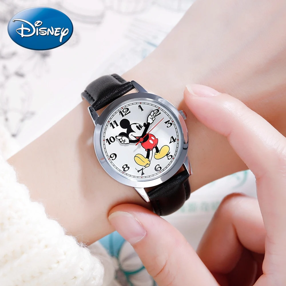 Disney Аутентичные для женщин кварцевые наручные часы Микки классический кожаный ремешок ретро дамы браслет часы женский милашка подарок на каждый день