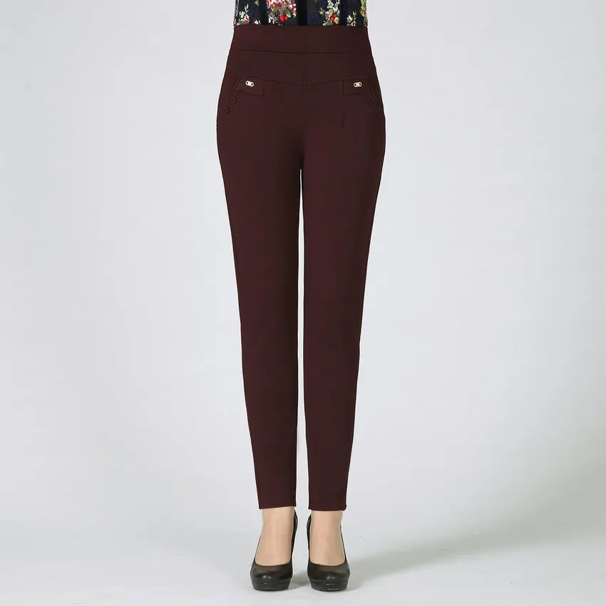 Брюки-карандаш для женщин среднего возраста весна-осень эластичные базовые
