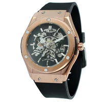 military sports auto mechanical watch men silicone strap skeleton mens watches top brand luxury hip hop punk clock