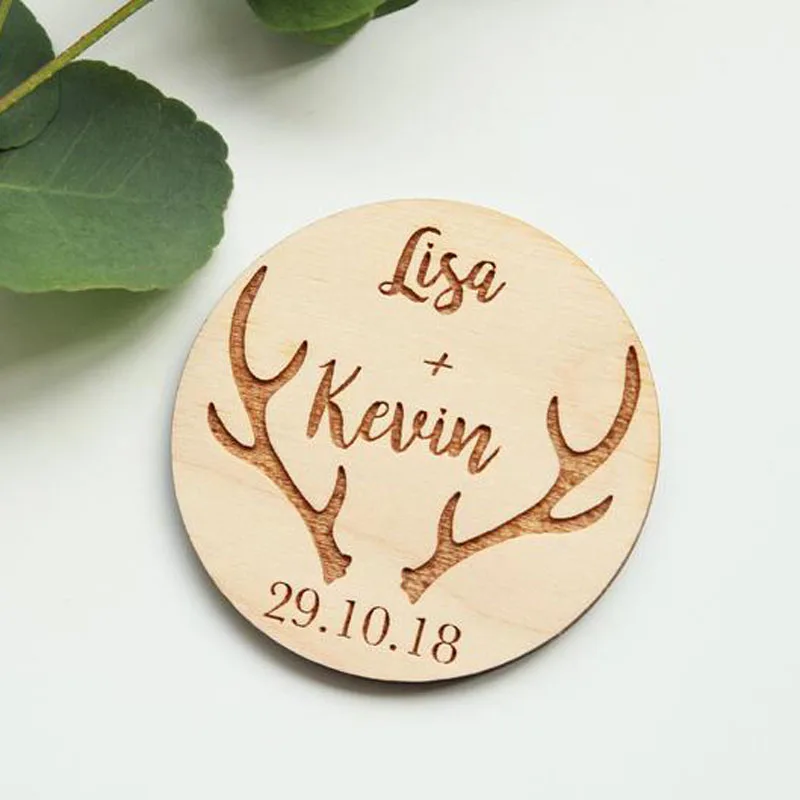 Свадьба из рога оленя Сохранить дату Магнит Приглашения деревенского дерева