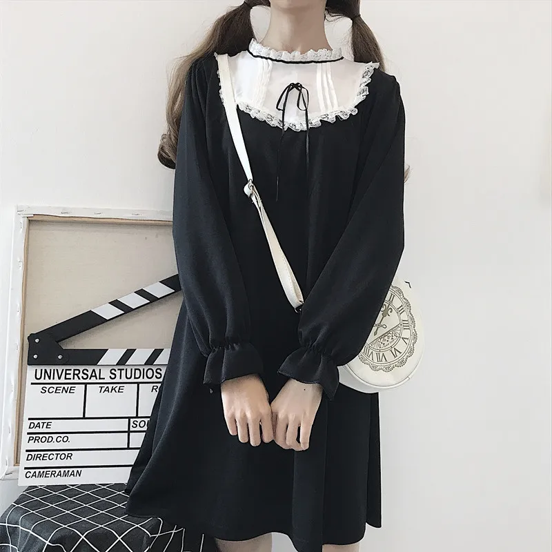

Lolita Gothic Maid Style Harajuku Vintage Gothic Lolita Dresses Black Slim Style Dress