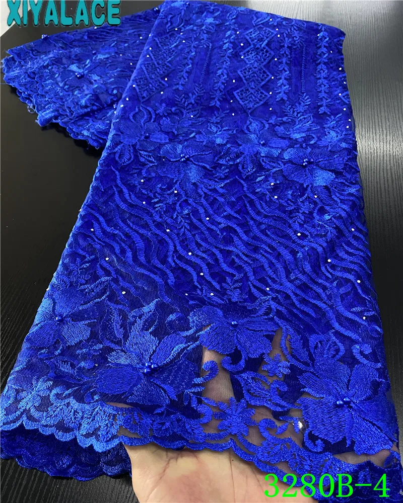 

Африканская Высококачественная сетчатая кружевная ткань, французский нигерийский сетчатый французский Тюль с камнями для свадебных плать...