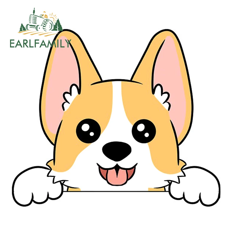 

EARLFAMILY 13 см x 11,1 см для подглядывания корги наклейки с персонажами из мультфильмов багажника автомобиля наклейки на багажник водонепроницае...