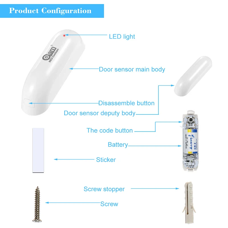 COOLCAM 4PCS/Lot Zwave Plus Door Window Sensor Contact EU 868.4MHZ Instant Alert Magnet Lock Security | Безопасность и защита