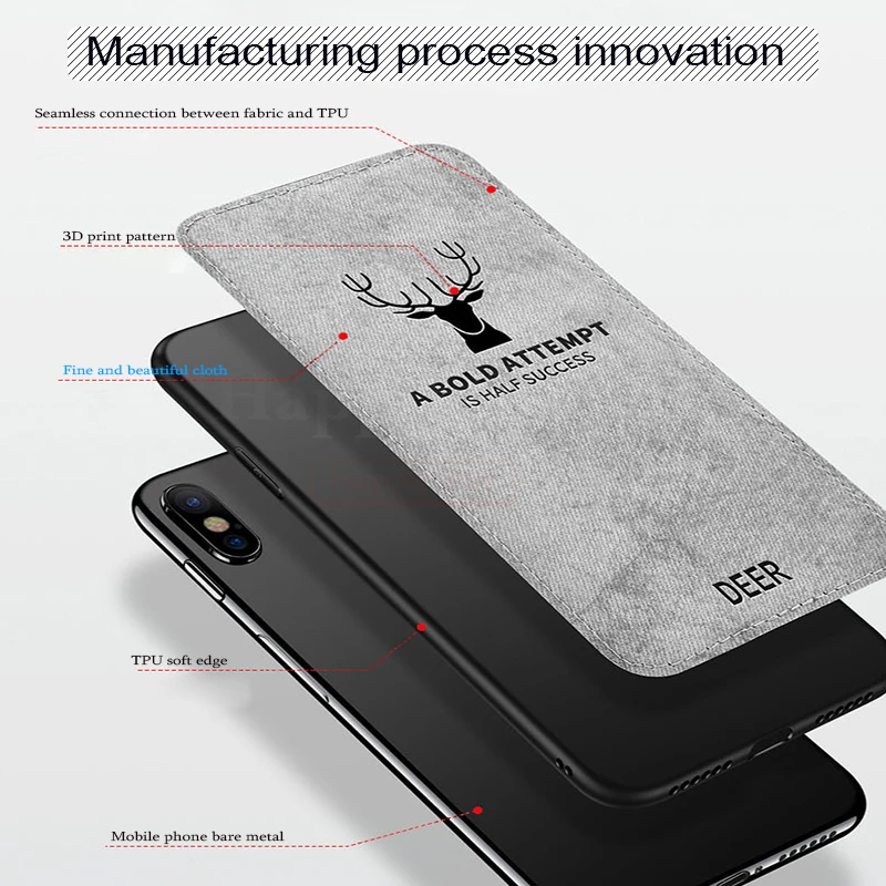 Текстурный Мягкий тканевый чехол для телефона с оленем Xiaomi Redmi Note 8 Pro