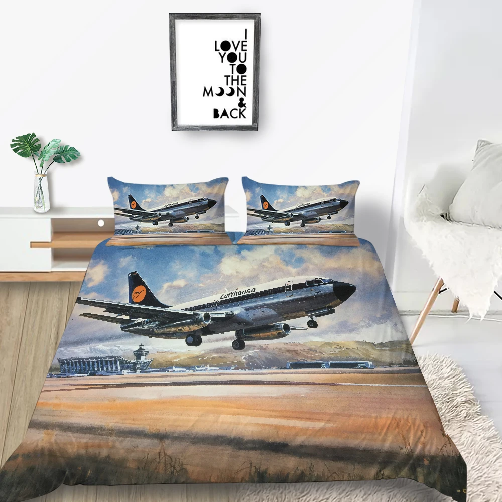 

Airport Bedding Set Airplane Take Off Fashionable 3D Duvet Cover King Queen Twin Full Single Double Unique Design Bed Set