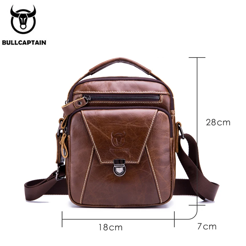 

Bullcaptain Men's Shoulder Diagonal Shoulder Layer Leather Business Casual New Personality Small Bag