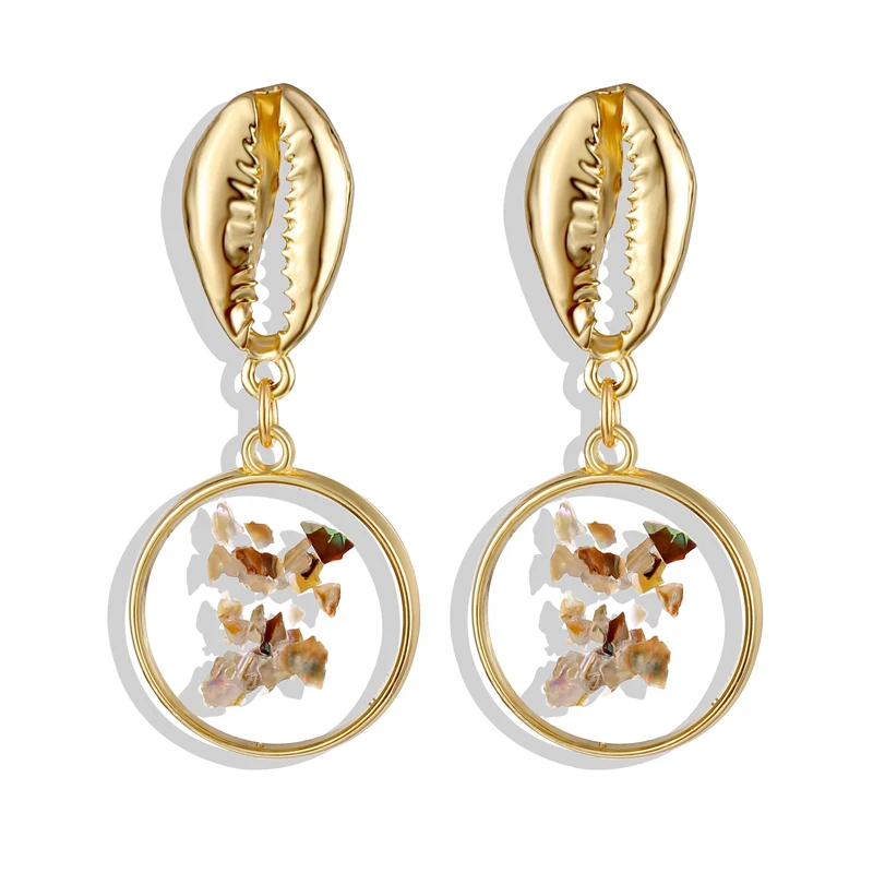 FNIO Винтажные серьги для женщин 2019 геометрической формы в виде Ракушки Серьги и