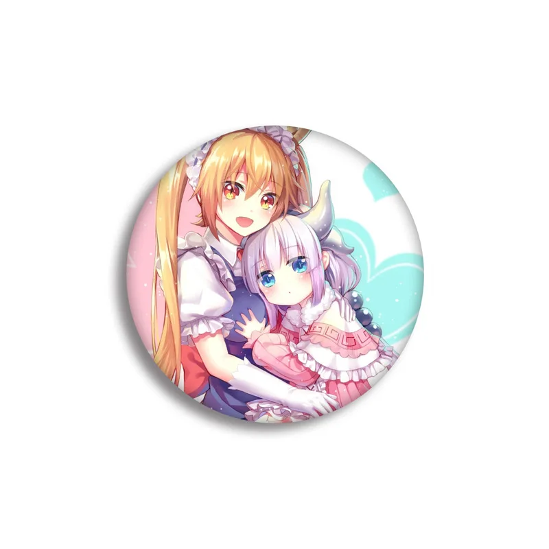 1 Pcs Anime Kobayashi San Chi No Maid Dragon Brooch Kanna Kamui Toru Cartoon Pattern Art Round Cosplay Badge 58MM Backpack Gift | Украшения