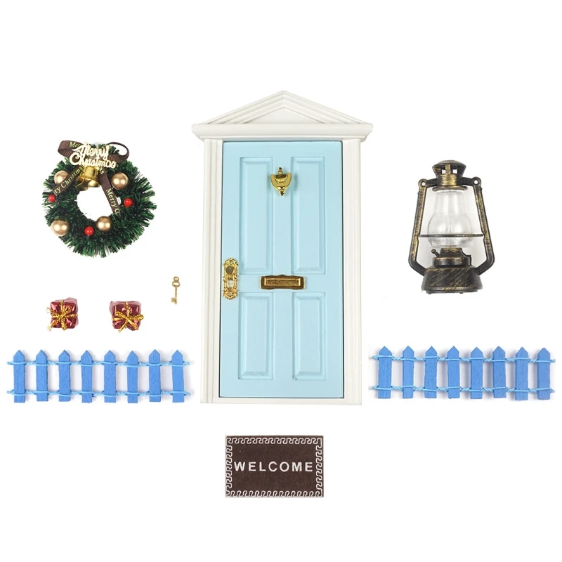 

1/12 г., кукольный домик, модель рождественской сцены, дверной венок, набор ковров, Миниатюрные аксессуары для кукольного домика, предметы дек...