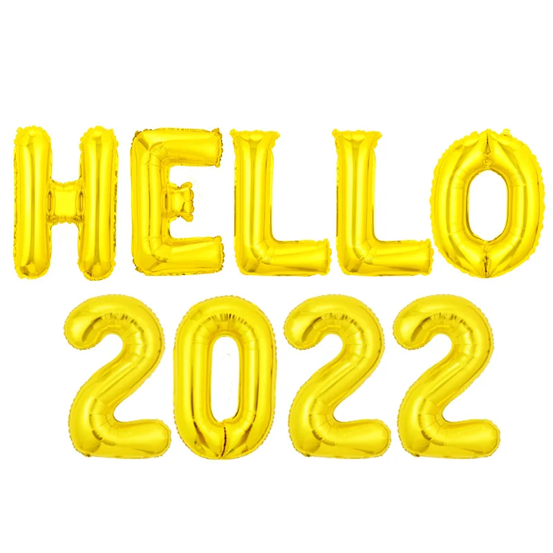 

1Set New Year “FUCK 2021” “HELLO 2022’ Foil Balloons Gold Silver Digit Air Balloon Decorations Happy New Year Eve Party Decor