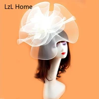 lzl home vintage bridal flower feather hats elegant wedding accessories bride hats white fascinator hats womens formal occasion