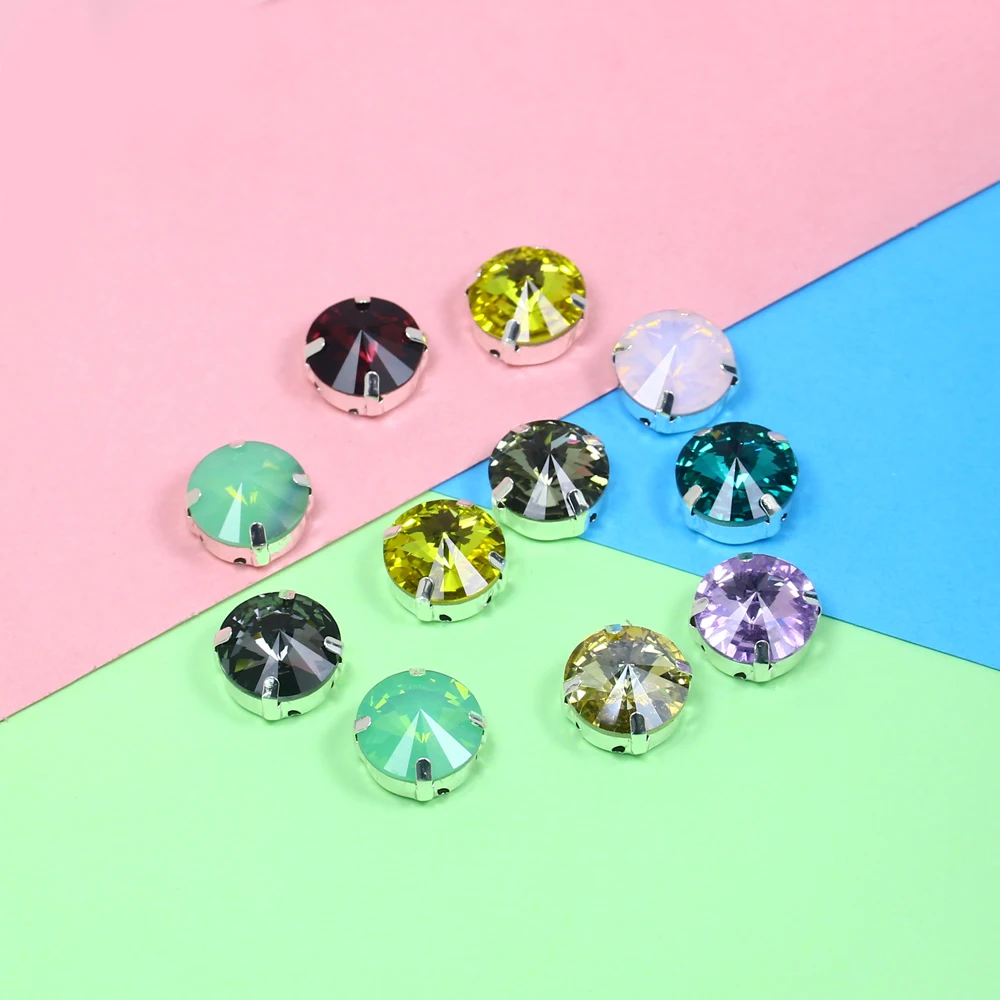 Круглые стразы Rivoli прозрачные стеклянные с плоским основанием клей на