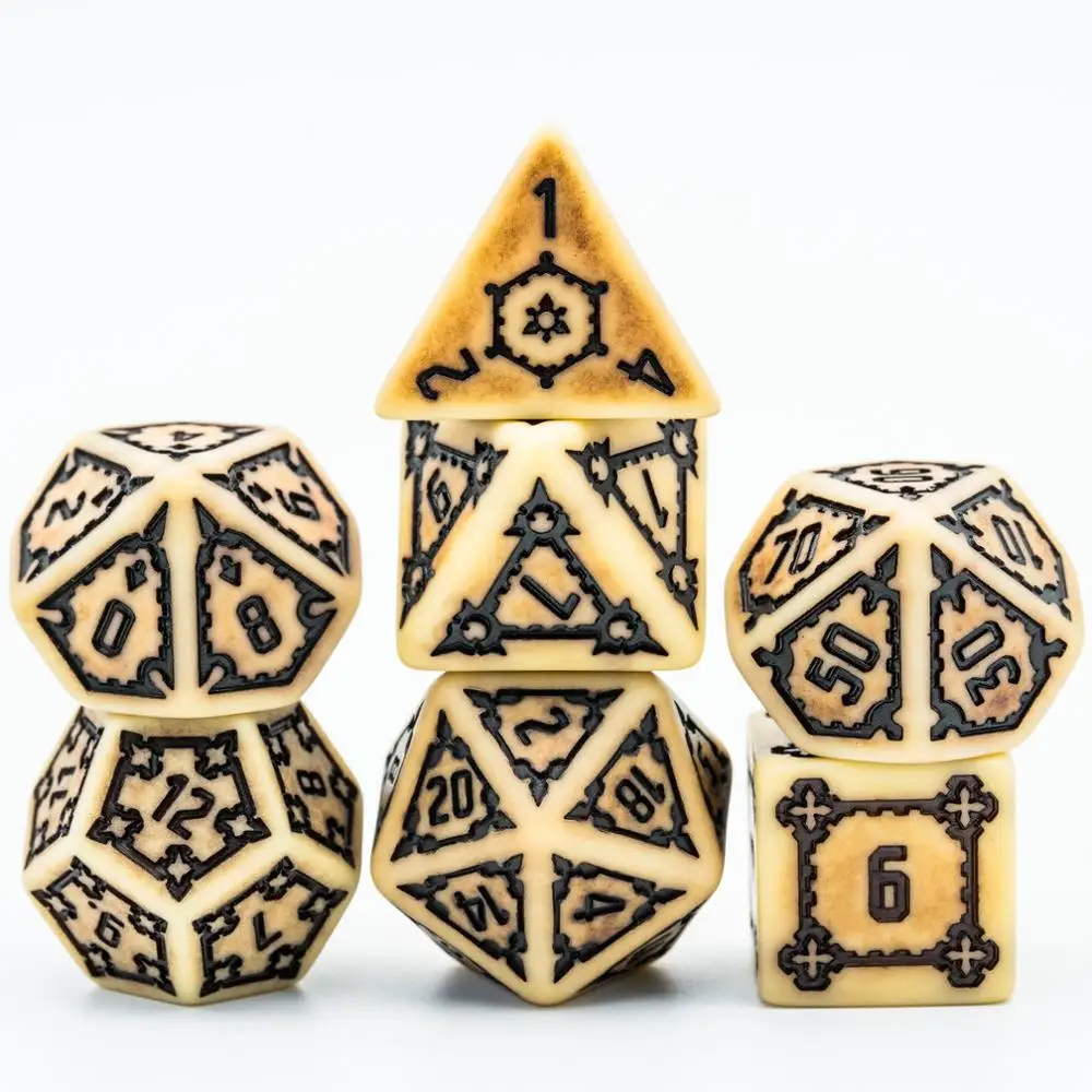 7 Pcs 25mm Giant DND Dice Polyhedral Set with Leather Bag Retro D&ampD for Table Games MTG RPG | Спорт и развлечения