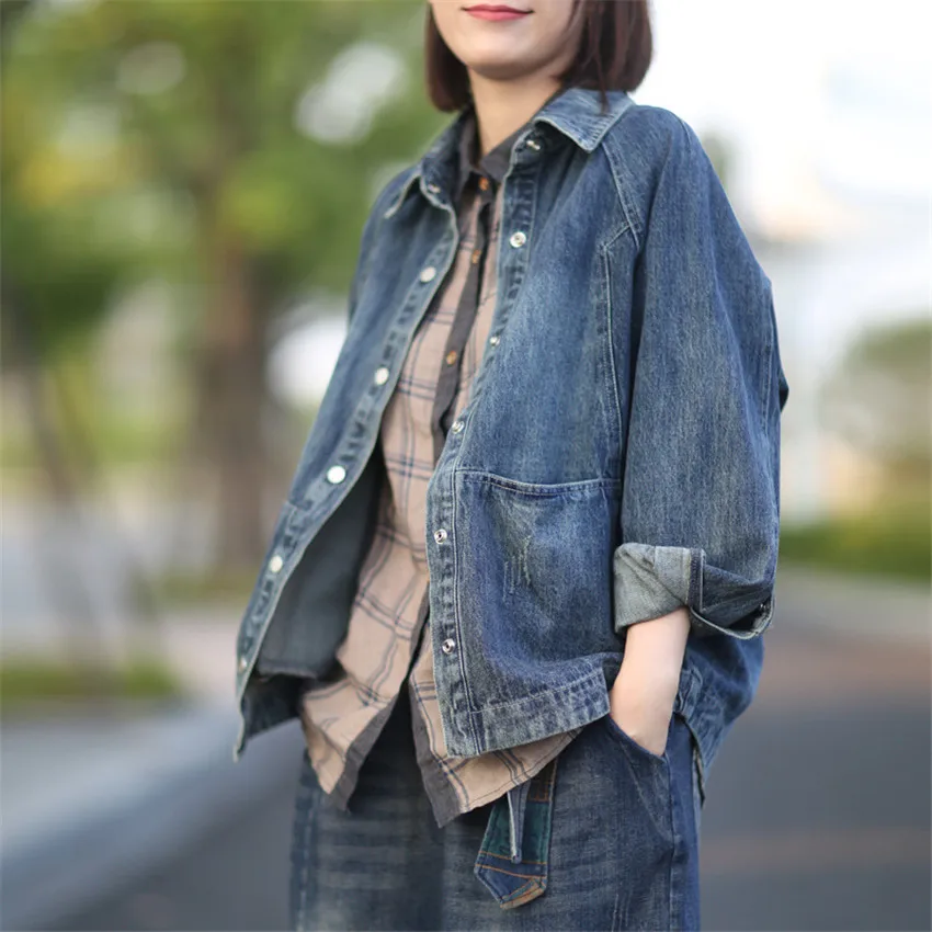 

Women Basic Coat Denim Jacket Woman Spring Autumn Denim Jacket Female Jeans Jacket Lady Loose Casual Simple Denim Coat