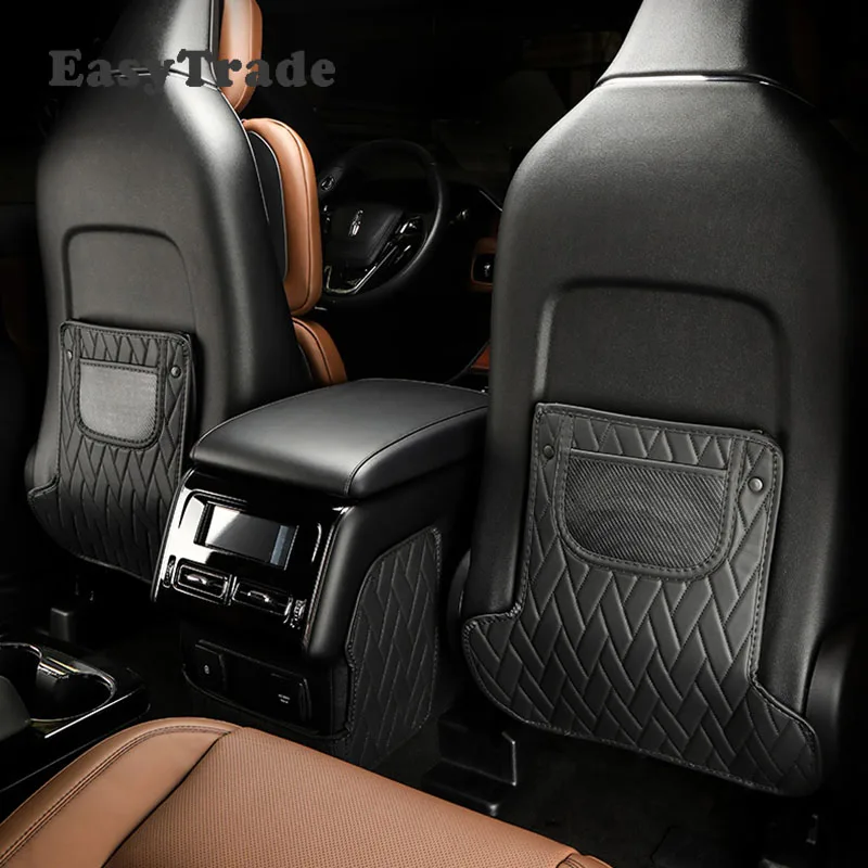 For Lincoln Aviator 2020 Accessories PU Leather Car Seat Anti-Kick Mat Rear Row Seats Cover Back Protection Mats Car Accessories