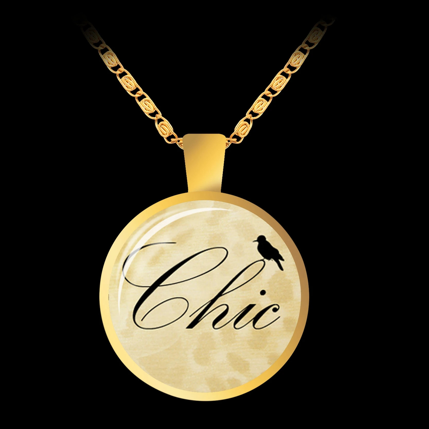 Joyful художника моды Цитата Письмо Золото Цвет Ожерелье стеклянный купол кулон