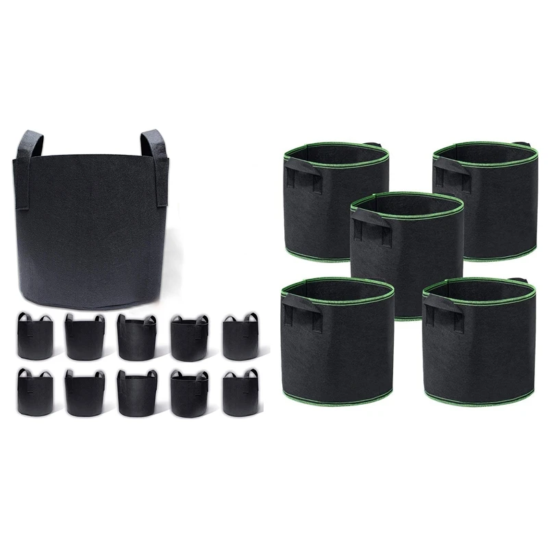 

10-Pack 7 Gallon Grow Bags, Aeration Fabric Pots & Growing Bag 5 Pieces 10 Gallon