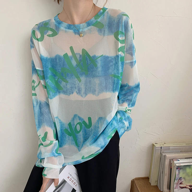 

Модные перспективные пикантные Топы с длинным рукавом 2021 летняя футболка в Корейском стиле с круглым вырезом и надписью 20407