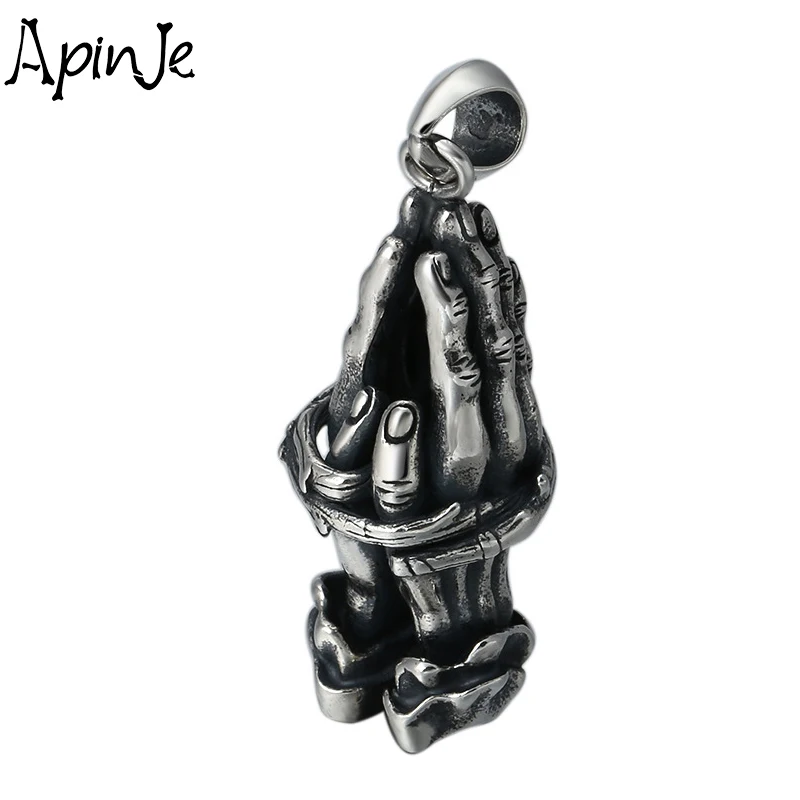 

Apinje Vintage 925 Sterling Silver The Praying Hands Necklaces Pendants for Men Women Fashion Jewelry