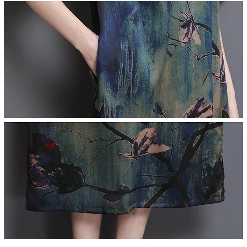 2020 летняя одежда среднего возраста высокое качество шелковое длинное платье с