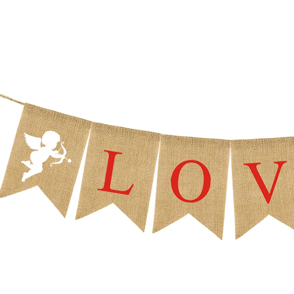 

Decoration Flag Valentine's Bunting Banner Cupid Birthday Party Love Garland Heart Happy