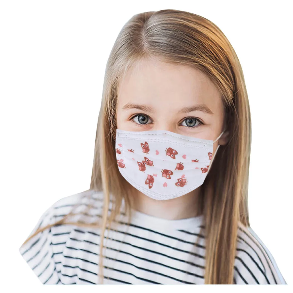 Маска для лица с мультяшным рисунком совы 3-слойная дышащая детская маска петлями