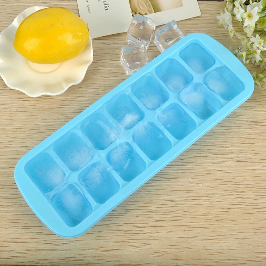 

14 Grid Ice Tray Mould Household Three-dimensional Square Ice Tray Molds With Clear Cover Washable Kitchen Pudding Maker Mould